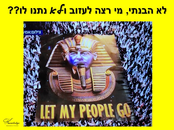 [בכרזה:  "שלח את עמי!" "Let My People Go"... מי רצה לעזוב ולא נתנו לו? התמונה המקורית היא צילום מסך. הכרזה: ייצור ידע]