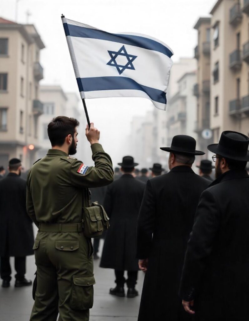 [בתמונה: בדלנות החרדים… התמונה עובדה במערכת הבינה המלאכותית Pikaso]